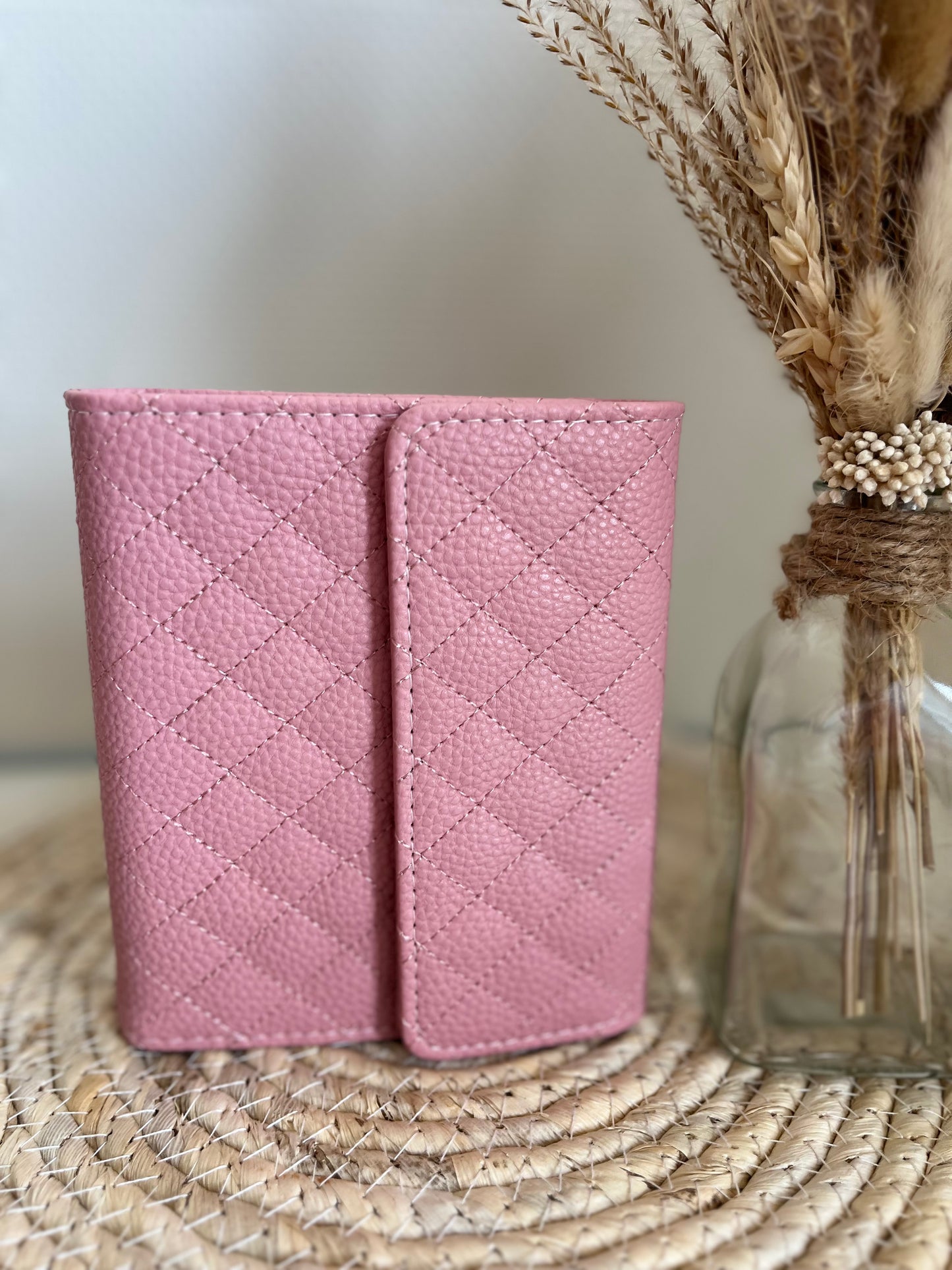 A7 luxe portemonnee binder pebble roze