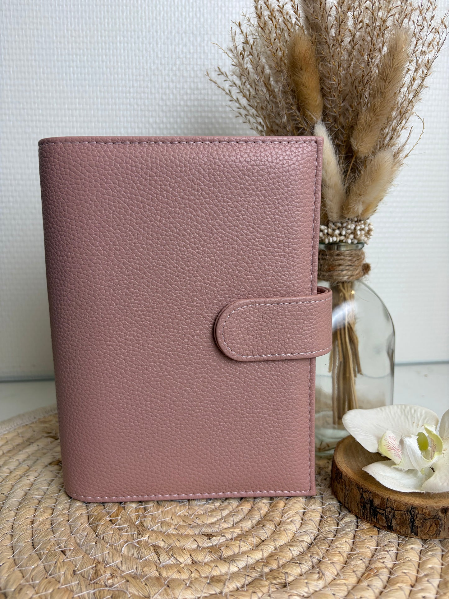 A6 binder dubbele drukknoop oud roze