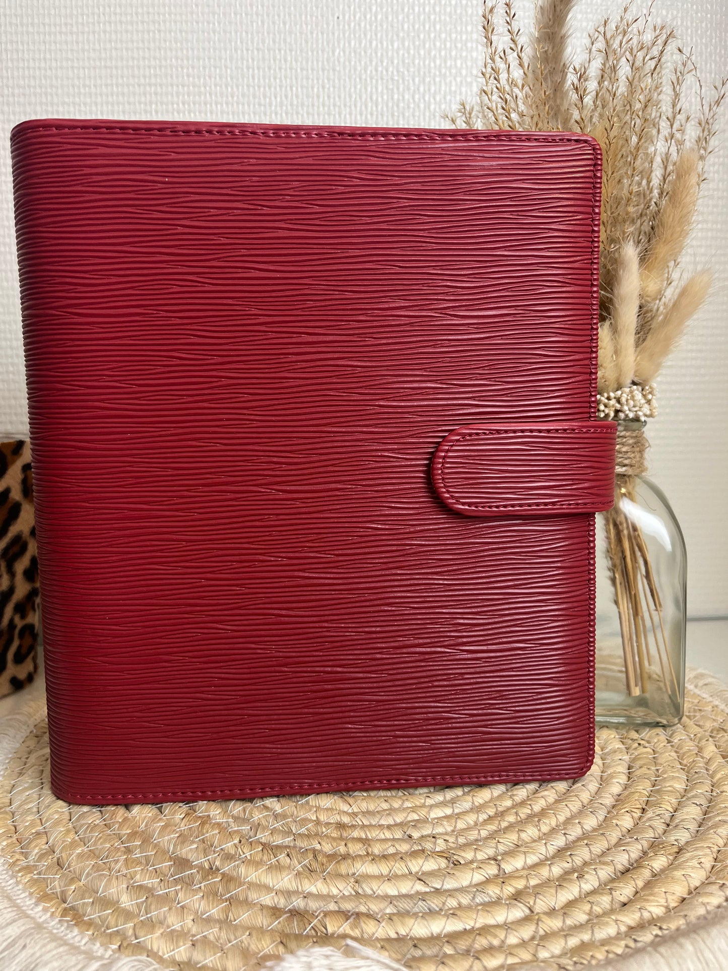 A5 luxe binder saffiano bordeaux rood