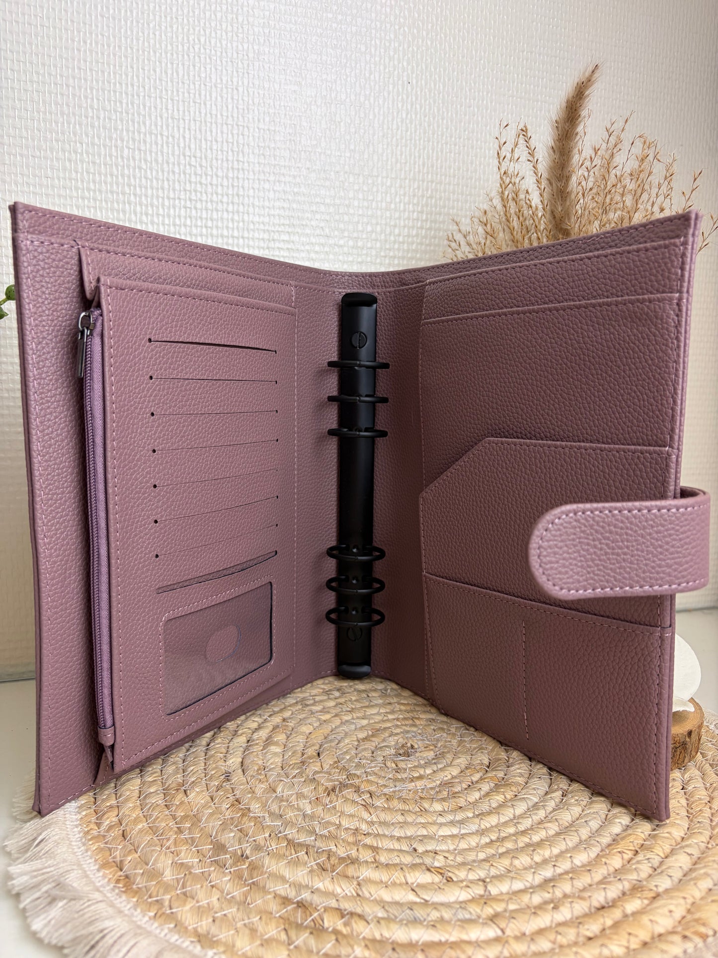 A5 binder dubbele drukknop mocca zwarte ringband