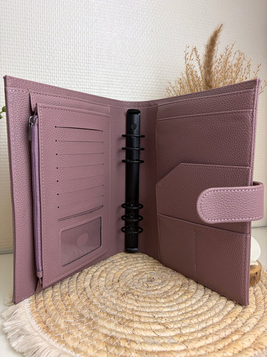 A5 binder dubbele drukknop mocca zwarte ringband