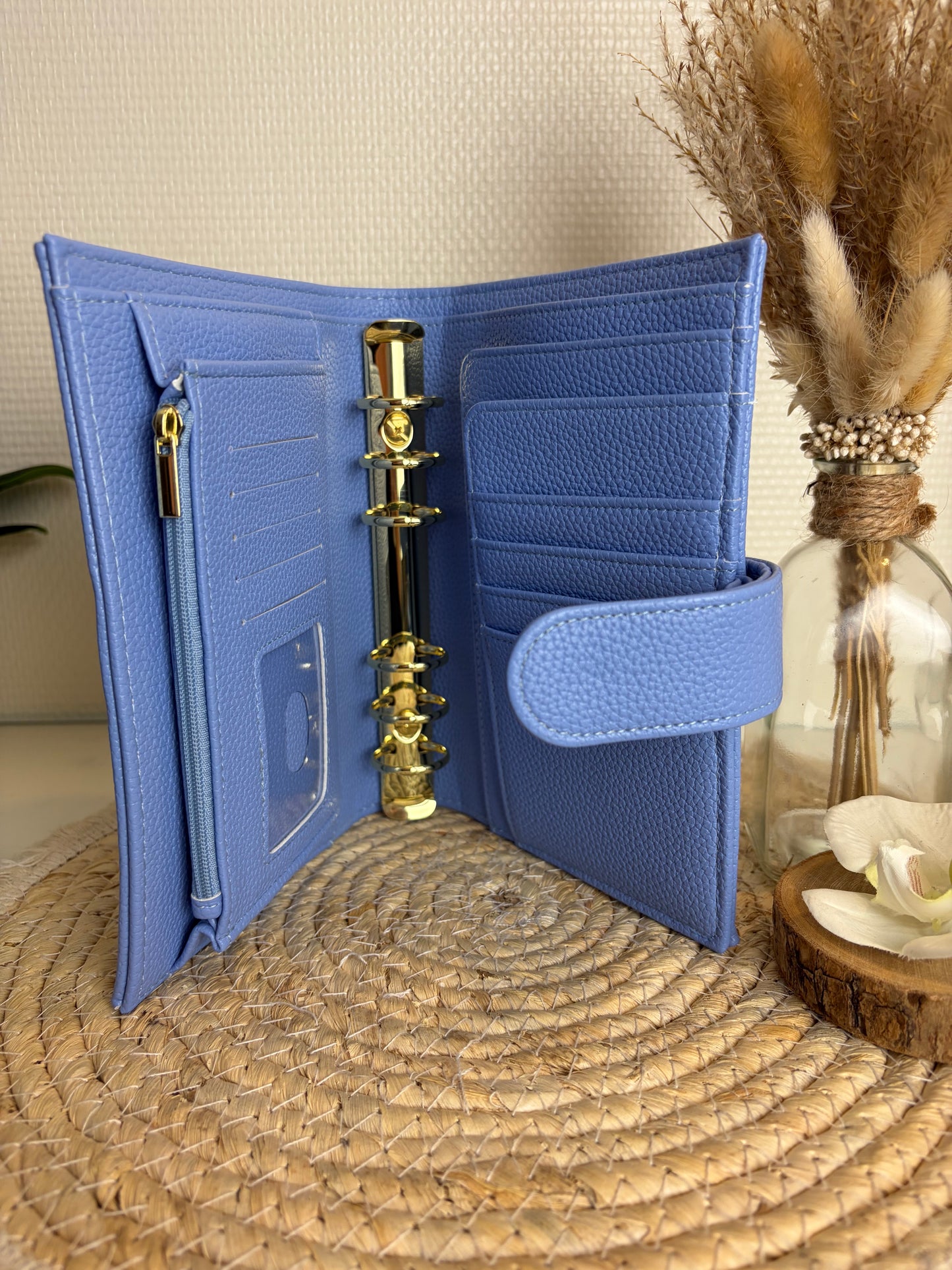 A6 binder dubbele drukknoop lavendel blauw