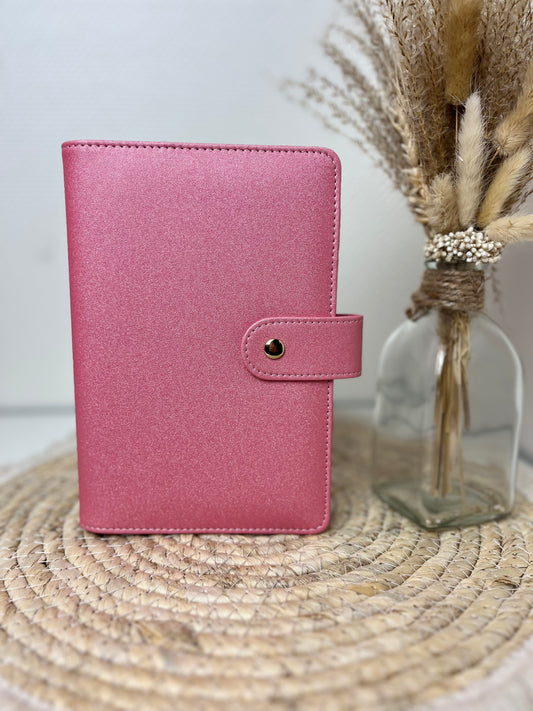 Binder roze metallic met goude ringband