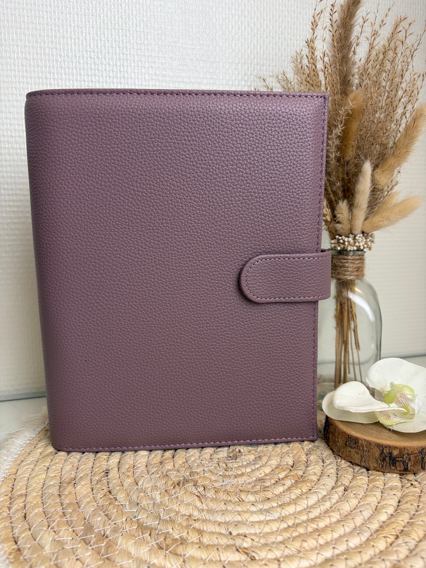 A5 binder dubbele drukknop mocca zwarte ringband