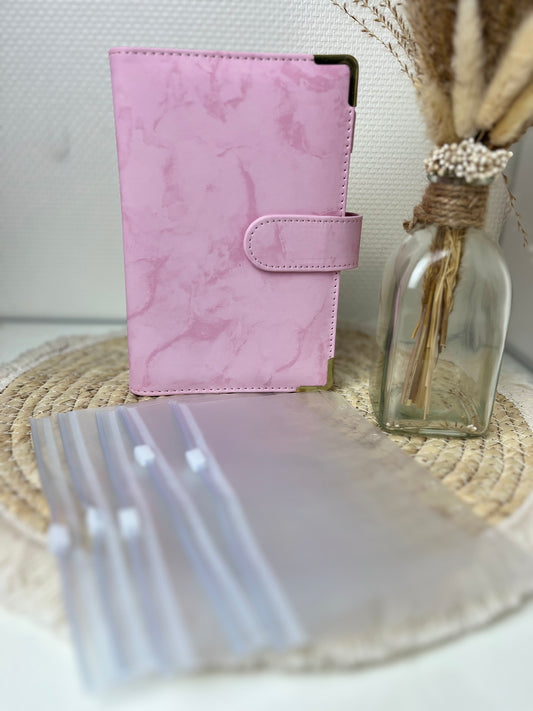 Binder marble roze met zippers