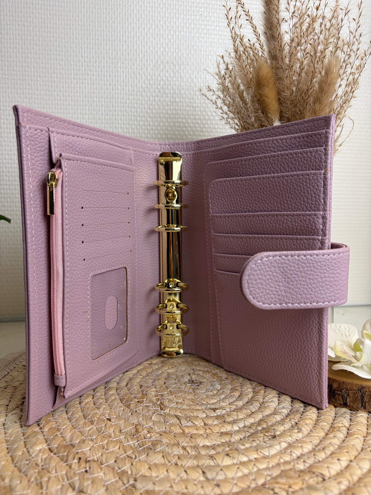 A6 binder dubbele drukknoop zacht lila