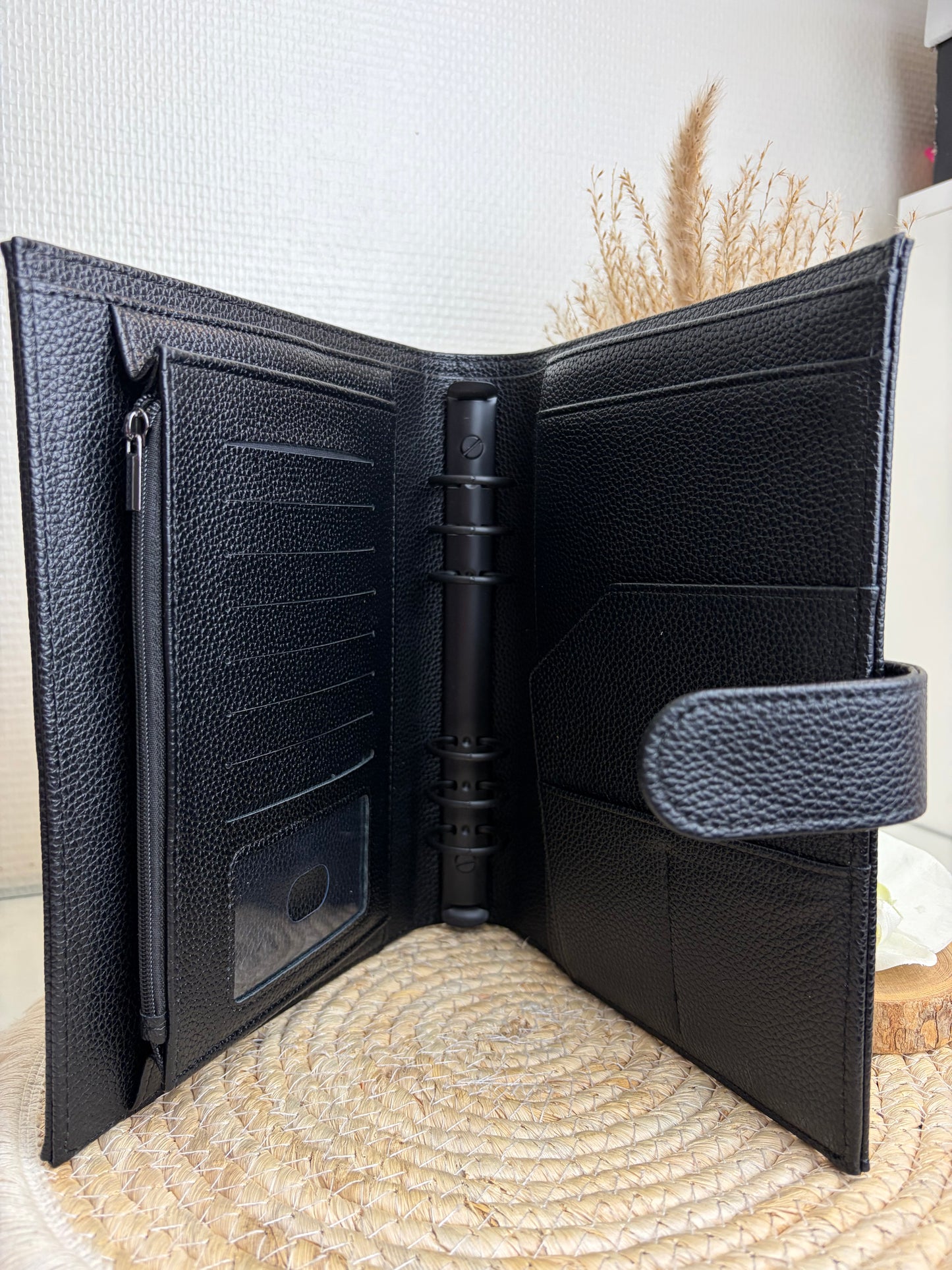 A5 binder dubbele drukknop zwart met zwarte ringband