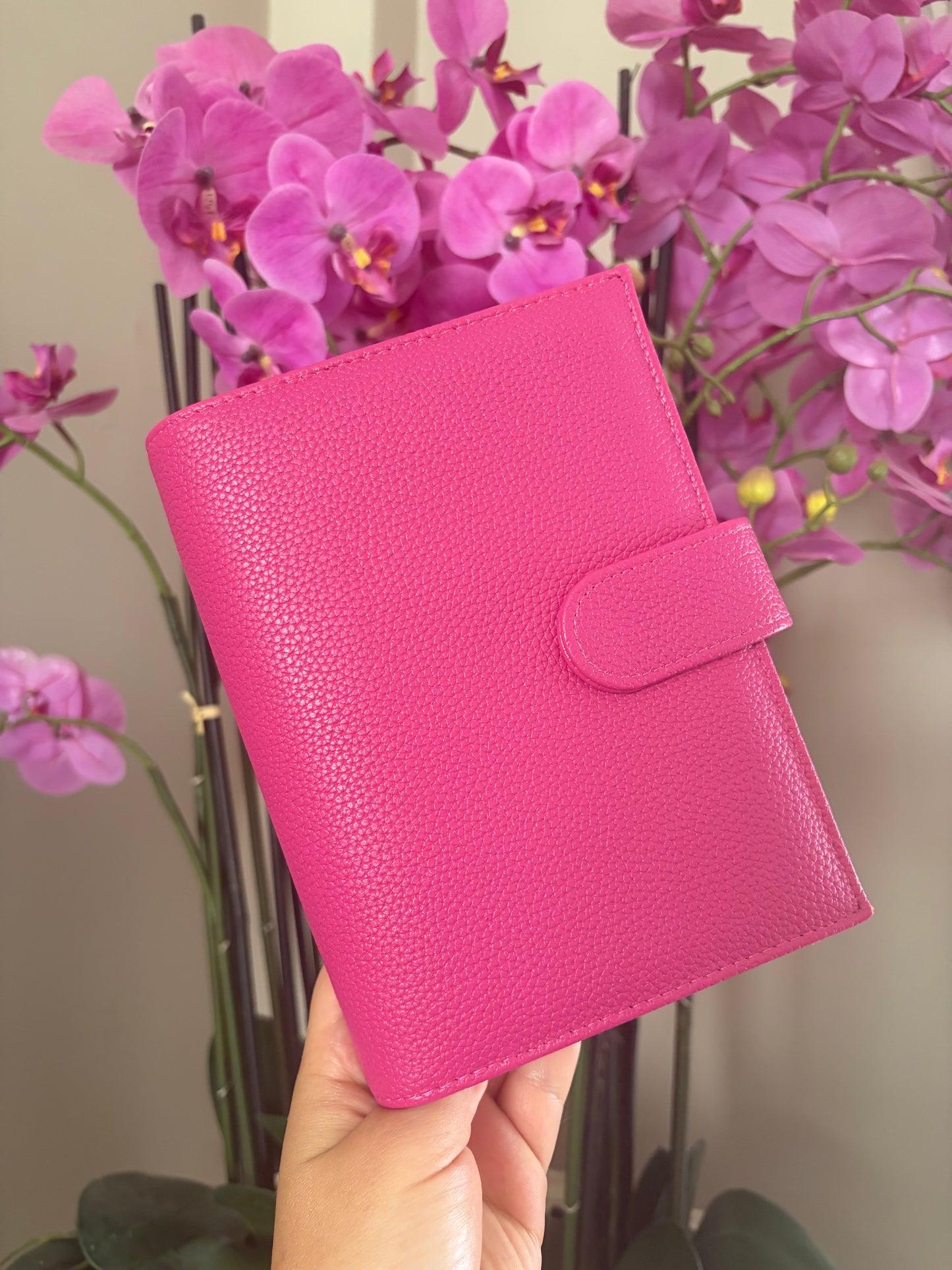 A6 binder dubbele drukknoop fuchsia