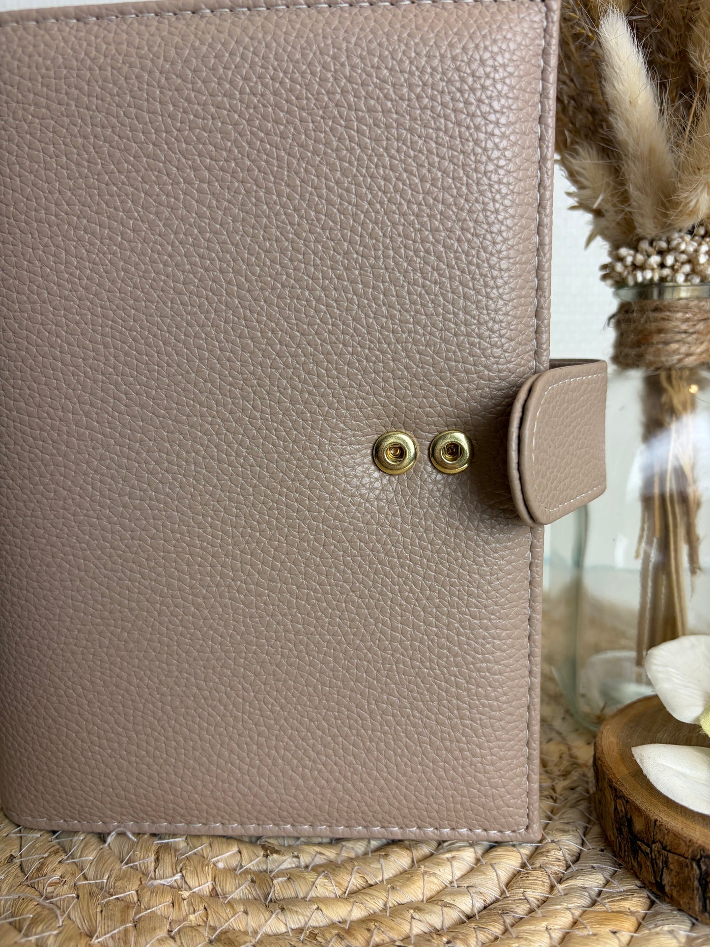 A6 binder dubbele drukknoop taupe