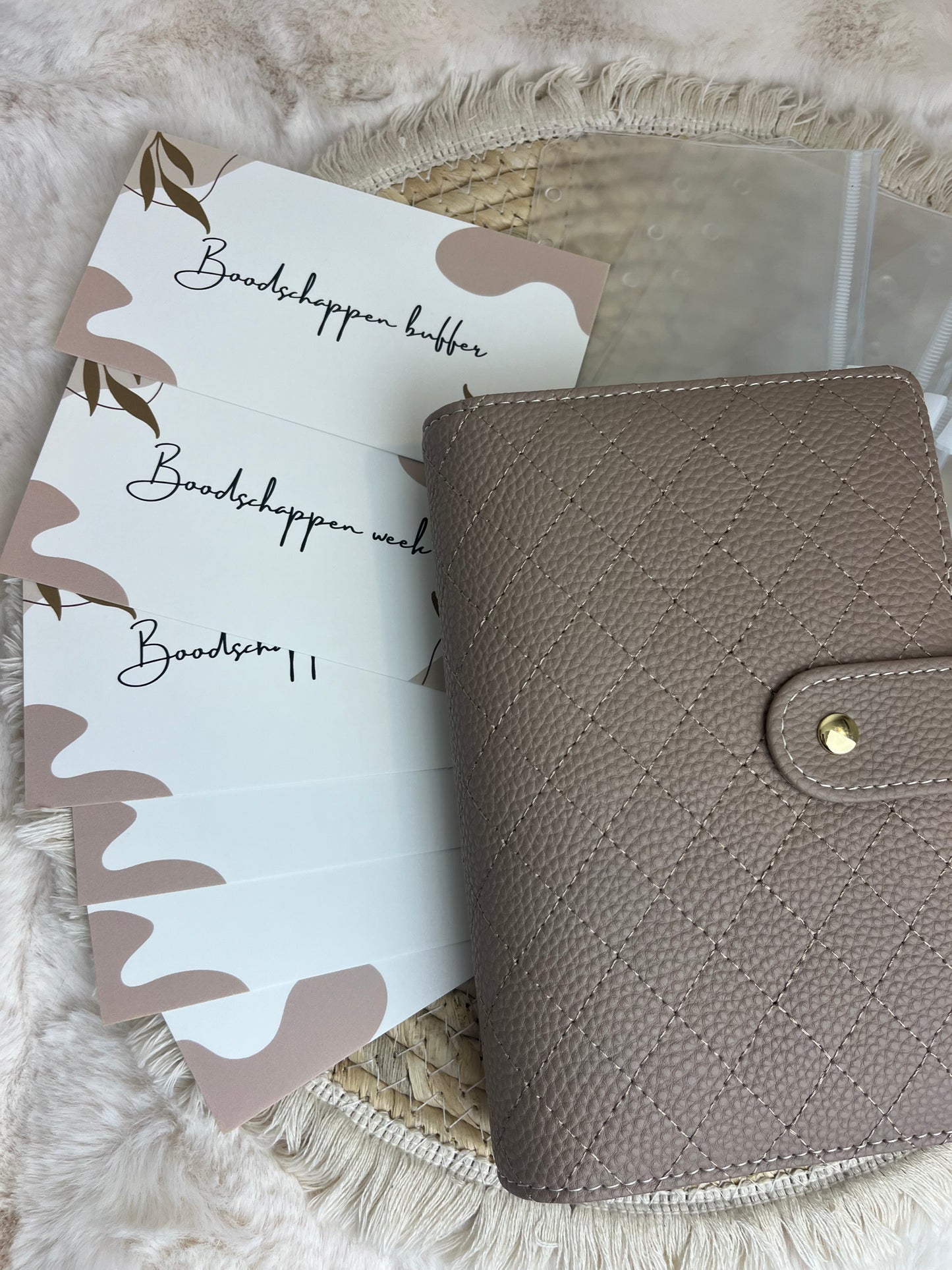 Boodschappen binder Japandi taupe A6