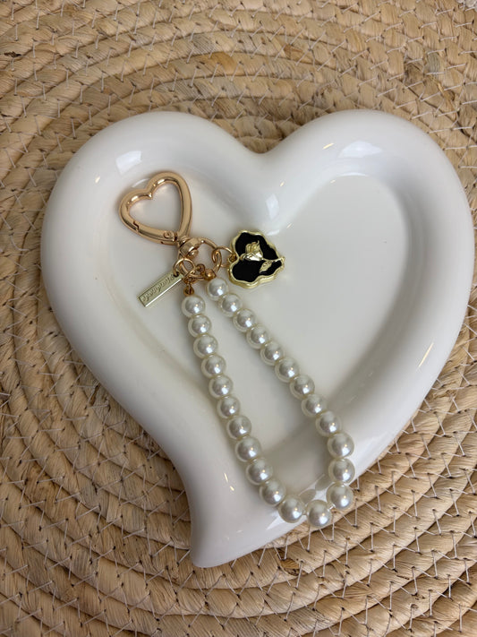 Hanger hart zwart roosje