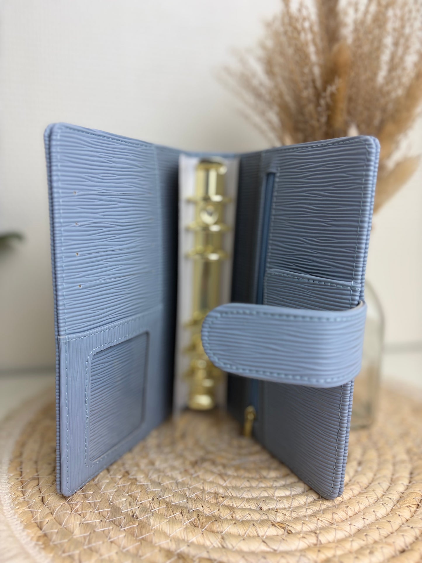 Saffiano binder a6 jeans blauw