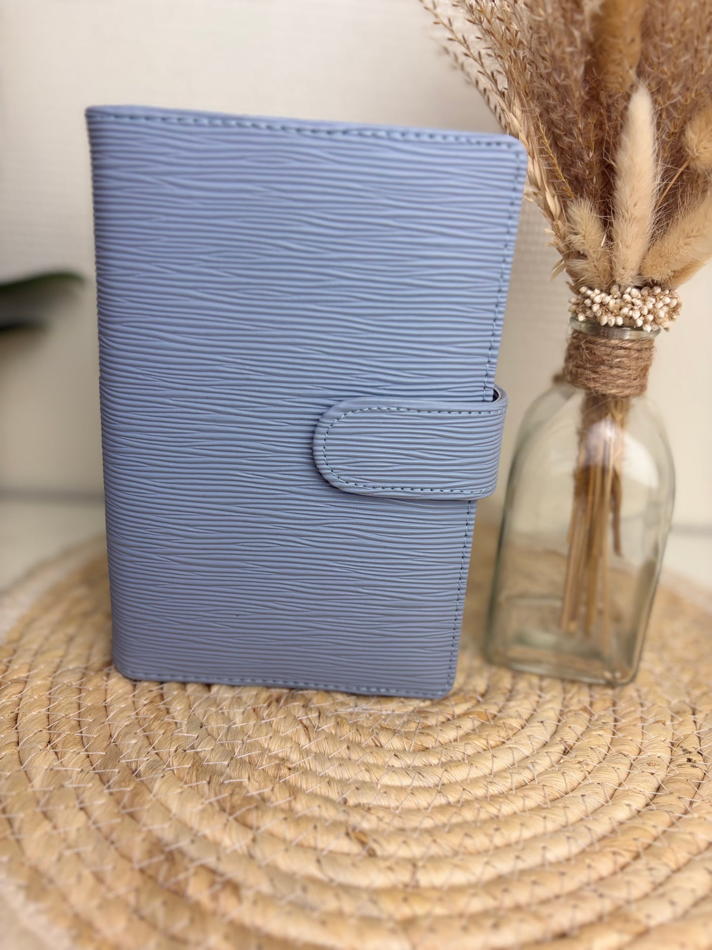 Saffiano binder a6 jeans blauw