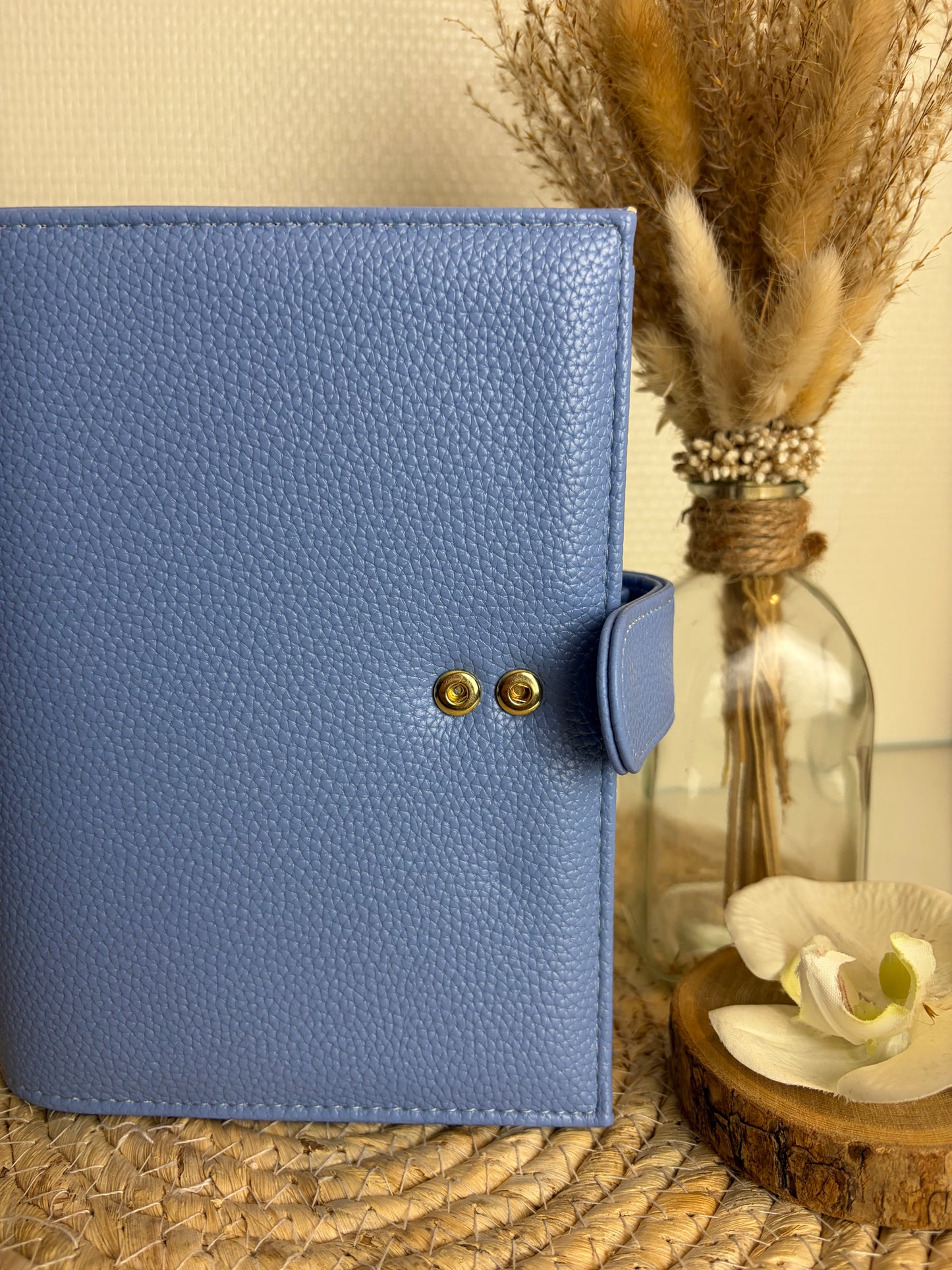 A6 binder dubbele drukknoop lavendel blauw