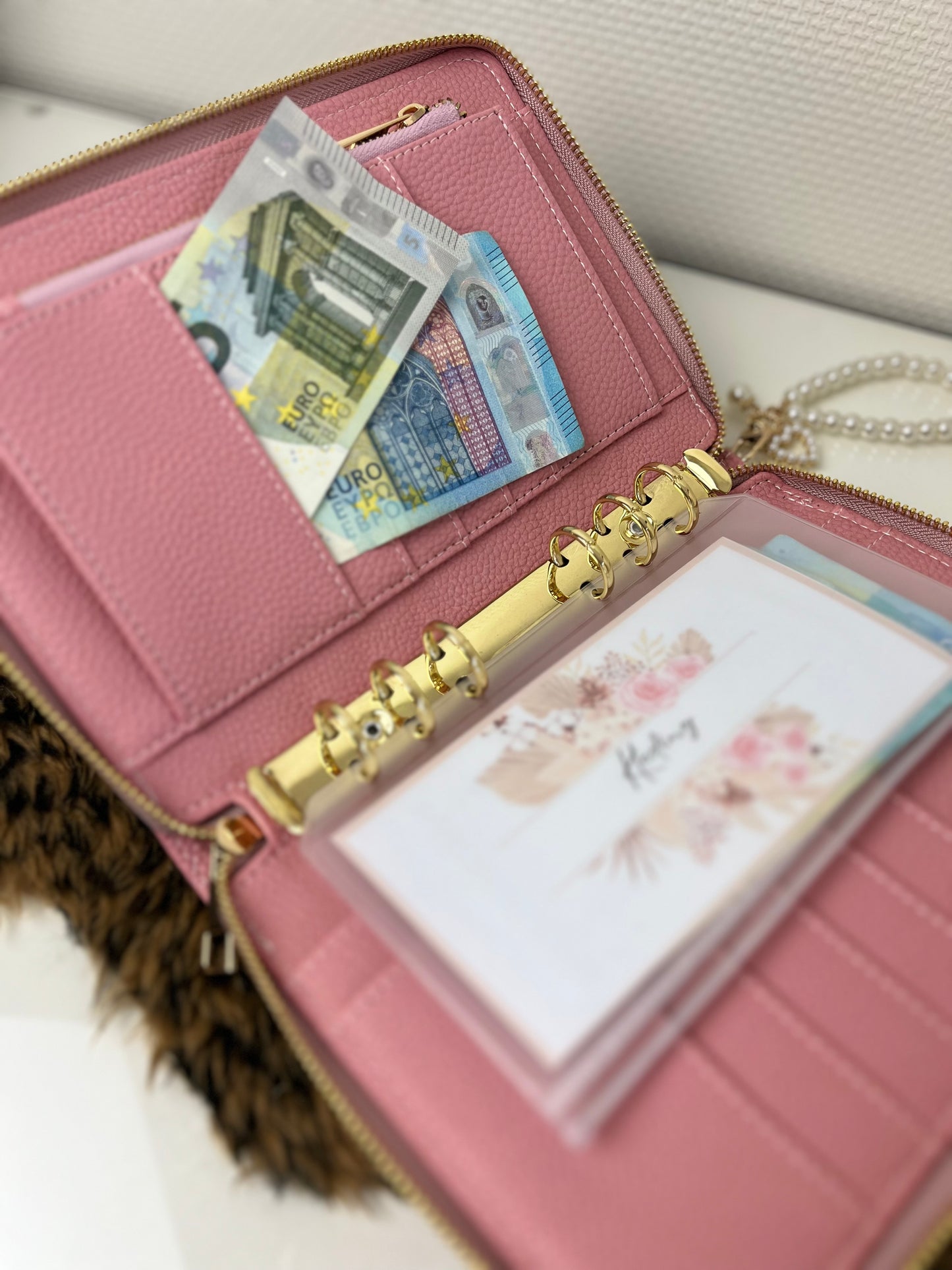 Luxe rits binder roze