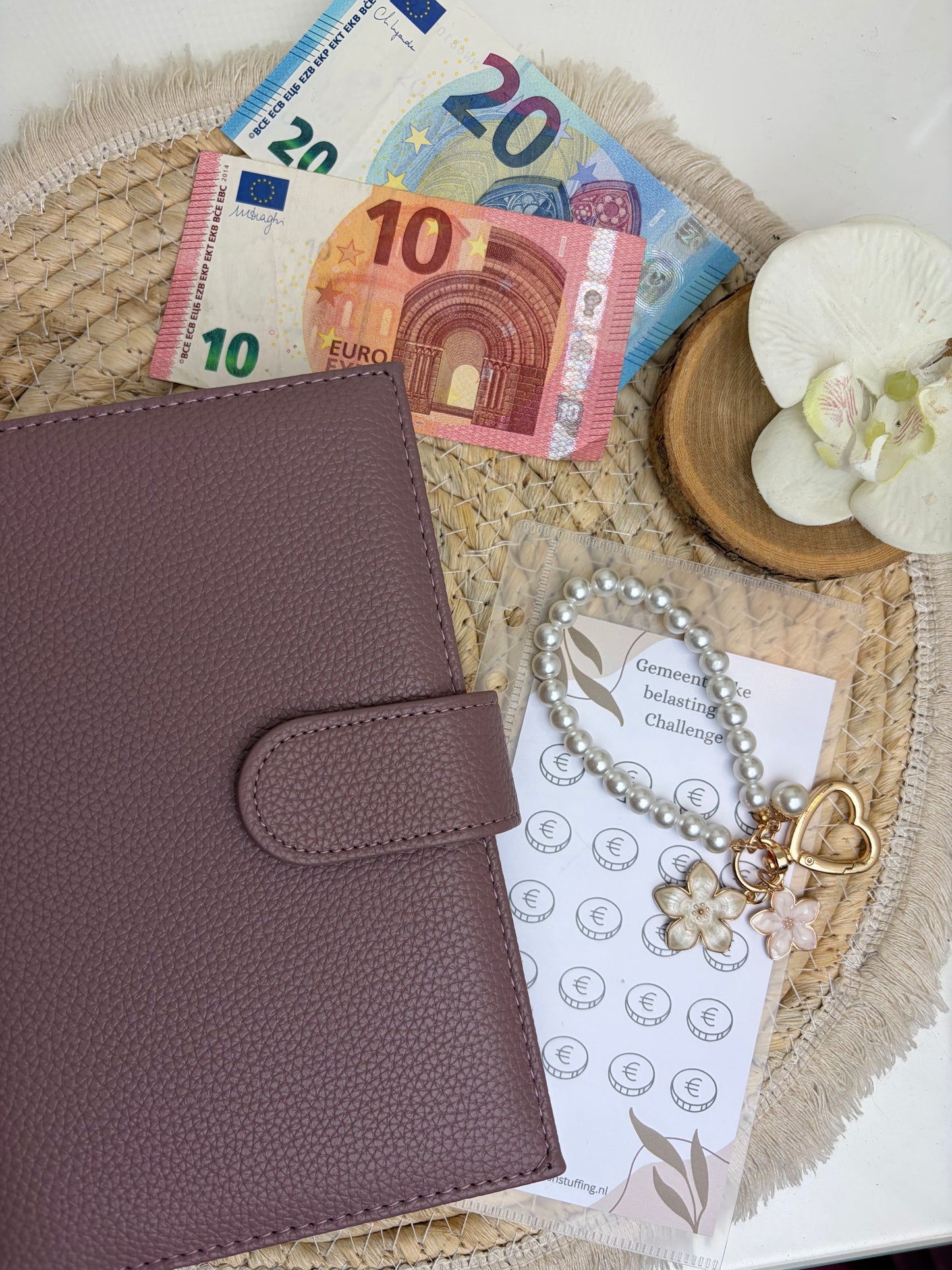 A6 binder dubbele drukknoop mokka
