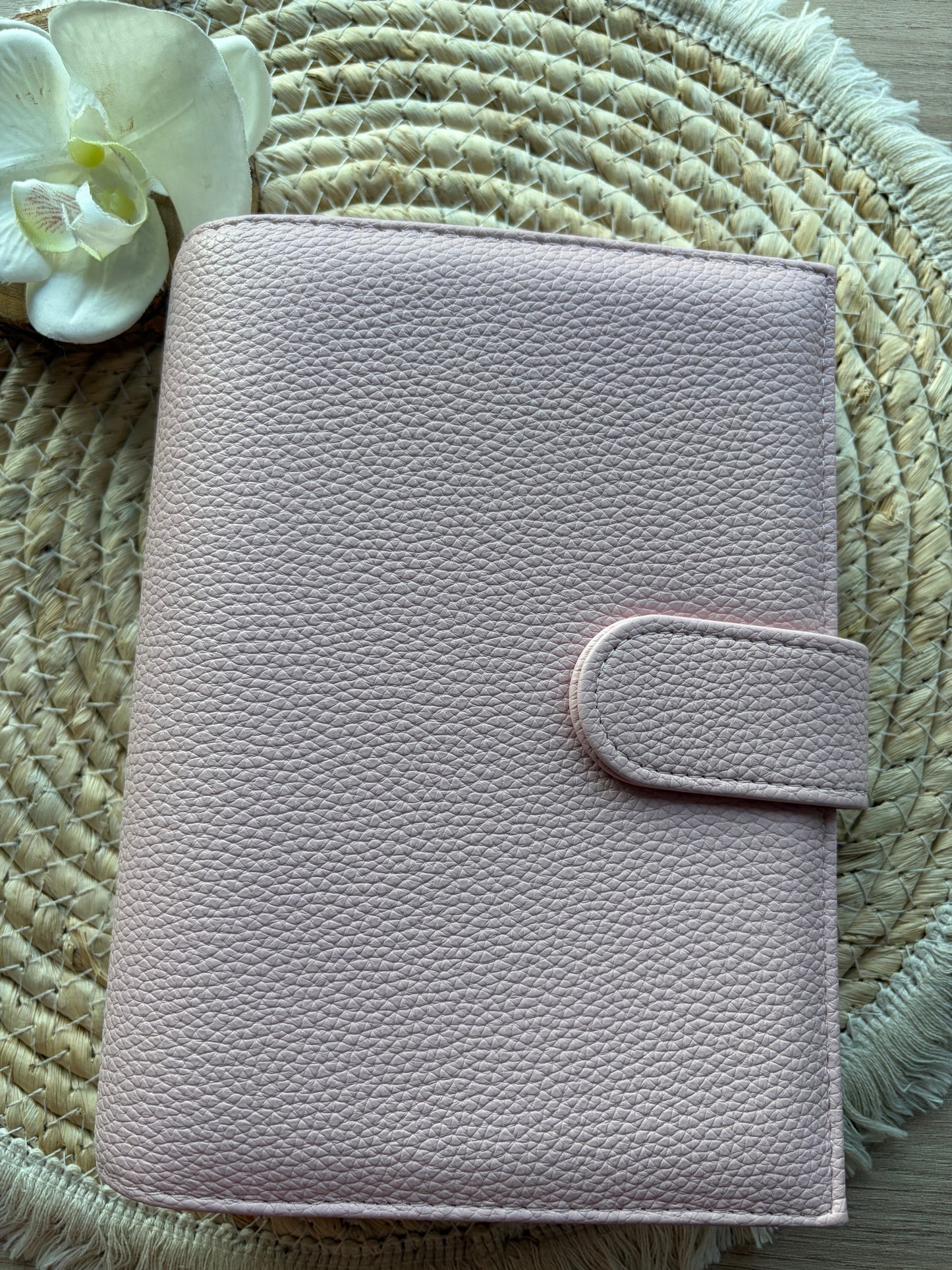 A6 binder dubbele drukknoop zacht roze