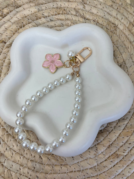 Hanger parel roze bloem