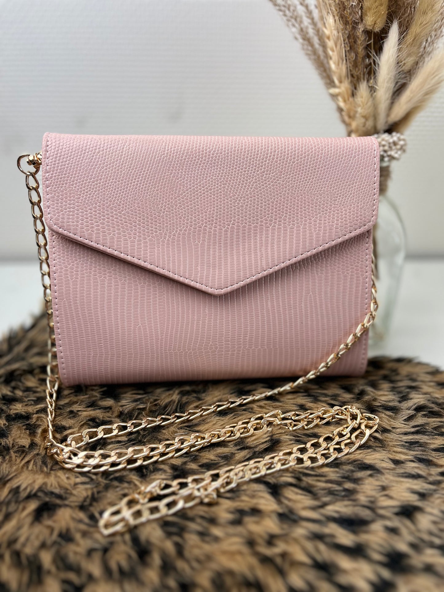 Luxe envelop binder lizzard a6 roze