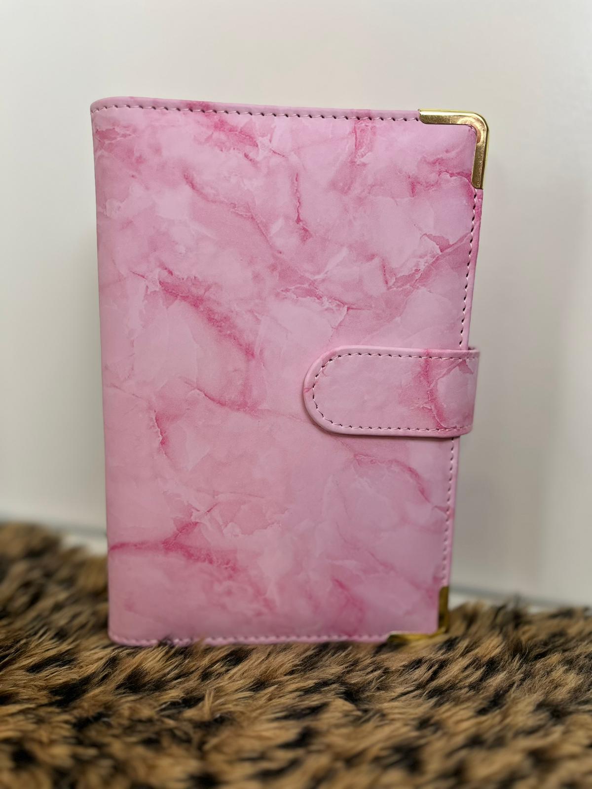 Binder marble roze met 5 zippers