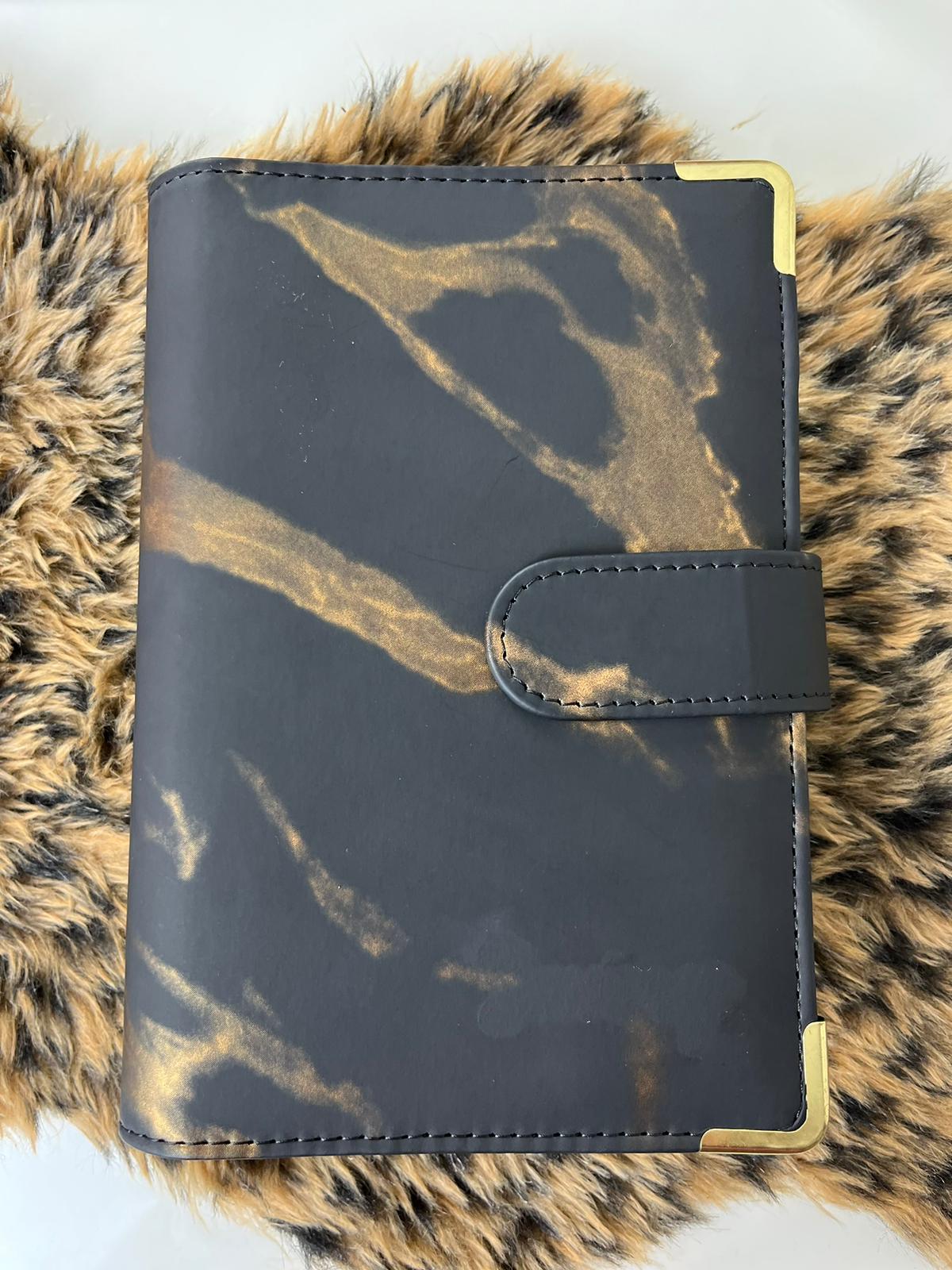 Binder marble zwart goud met 5 zippers